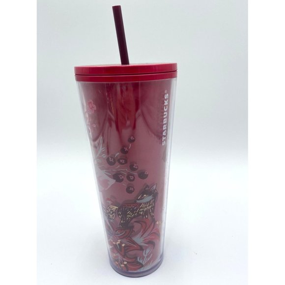 Starbucks Holiday 2022 Red Marble ‘Enchanted Forest Pearl’ Floral Tumbler Points - Picture 2 of 4